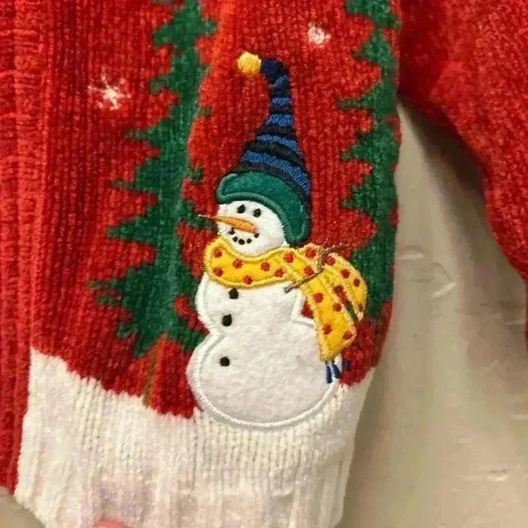2nd step vintage snowman embroidered full zip chenille Christmas sweater sz 18mo - Picture 3 of 6